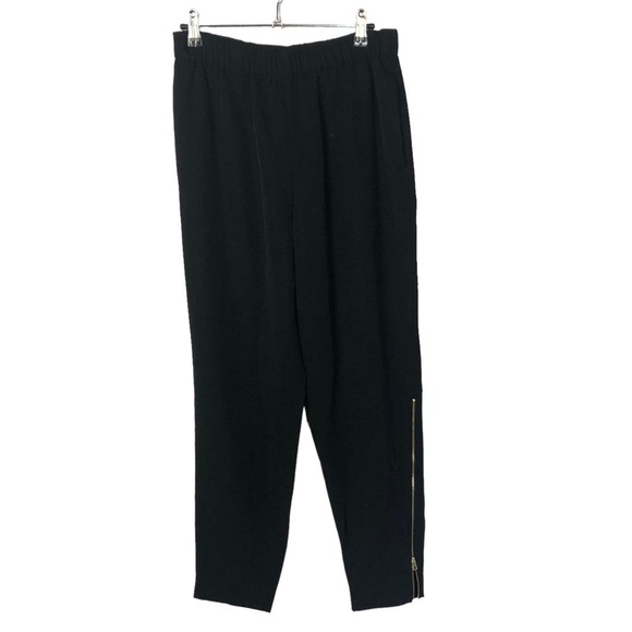 Everlane Black Japanese Geoweave Zip Hem Dress Casual Pants 10 - Picture 2 of 5